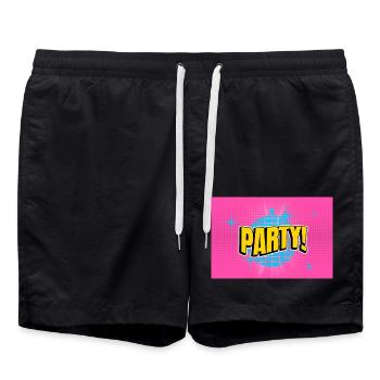 Party Disco Comic Style Bubble Graffiti Lettering - Swim Trunks - black - Front - AI Model Male 185 light (185cm)