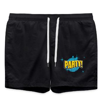 Party Disco Comic Style Bubble Graffiti Lettering - Swim Trunks - black - Front - AI Model Male 185 light (185cm)