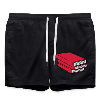 3 Books Stack Design - Swim Trunks - black - Front - AI Model Male 185 light (185cm)