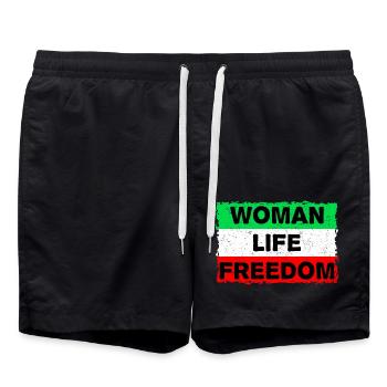 Femme, vie, liberté | Pour les femmes en Iran - Short de bain - noir - Devant - AI Model Male 185 light (185cm)
