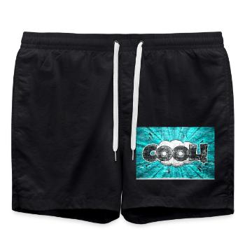 cool Comic Style Bubble Graffiti Lettering on Bric - Swim Trunks - black - Front - AI Model Male 185 light (185cm)