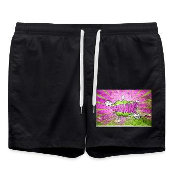 Wham! Graffiti Bubble de style bande dessinée sur Bri - Short de bain - noir - Devant - AI Model Male 185 light (185cm)