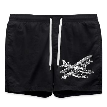 Vintage Einmotoriges Wasserflugzeug Retro Style - Badeshorts - Schwarz - Vorne - AI Model Male 185 light (185cm)