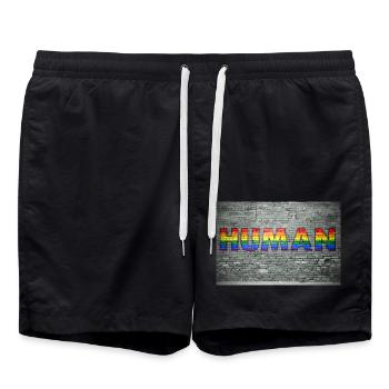 Egalité humaine Vous Gay Pride Graffiti - Short de bain - noir - Devant - AI Model Male 185 light (185cm)