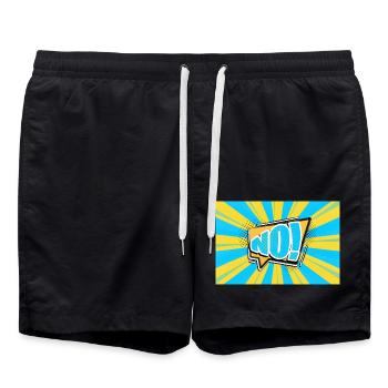 Non! Style bande dessinée Bubble Graffiti Lettrage - Short de bain - noir - Devant - AI Model Male 185 light (185cm)