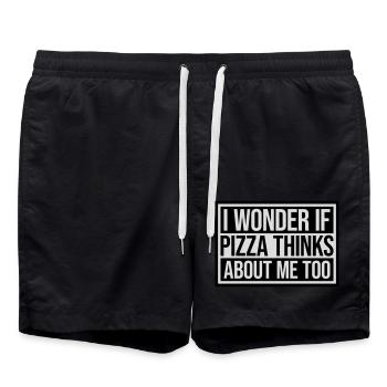 La pizza pense à moi - Short de bain - noir - Devant - AI Model Male 185 light (185cm)
