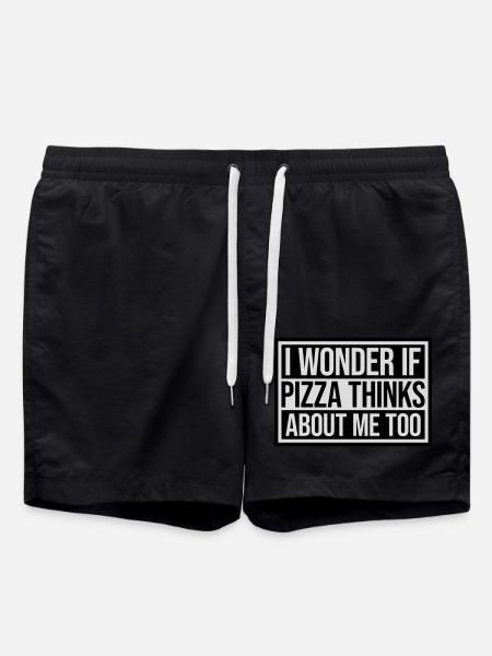 pizza thinks about me - Swim Trunks - black