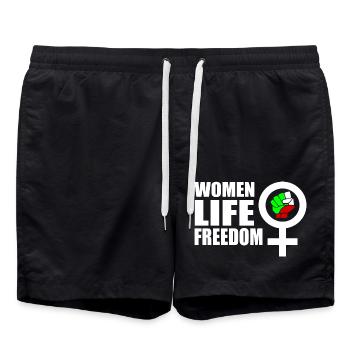 Women life freedom iran - Swim Trunks - black - Front - AI Model Male 185 light (185cm)