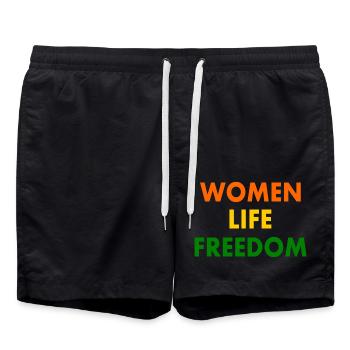 Women life freedom iran - Swim Trunks - black - Front - AI Model Male 185 light (185cm)