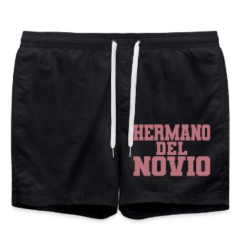 Hermano del Novio Bräutigams Bruder Hochzeitsgeschenk - Badeshorts - Schwarz - Vorne - AI Model Male 185 light (185cm)