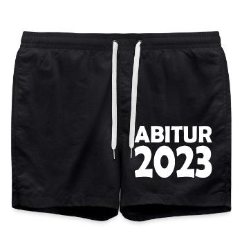 Abitur 2023 - Badeshorts - Schwarz - Vorne - AI Model Male 185 light (185cm)
