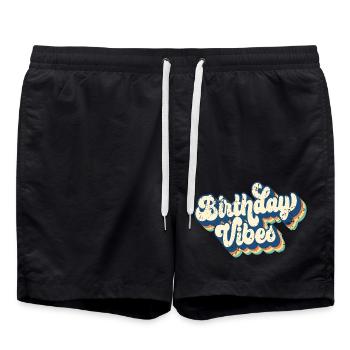 Birthday Vibes Matching Gruppe Geburtstagsparty Geschenk - Badeshorts - Schwarz - Vorne - AI Model Male 185 light (185cm)
