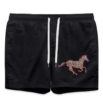 Cheval avec corne - Short de bain - noir - Devant - AI Model Male 185 light (185cm)
