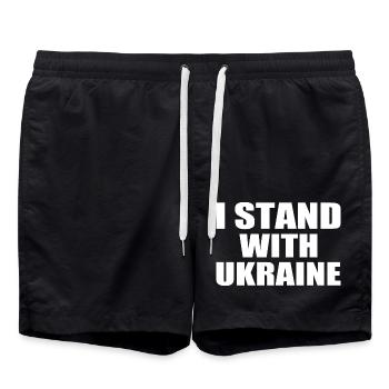I stand with ukraine - Short de bain - noir - Devant - AI Model Male 185 light (185cm)