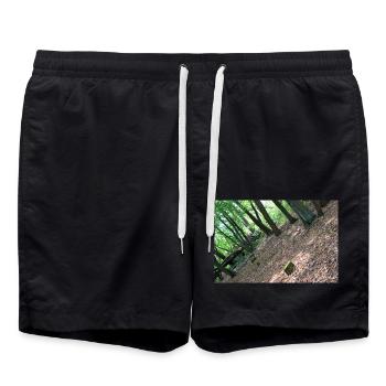 Wald Baum Bäume wandern Natur Förster Poster - Badeshorts - Schwarz - Vorne - AI Model Male 185 light (185cm)