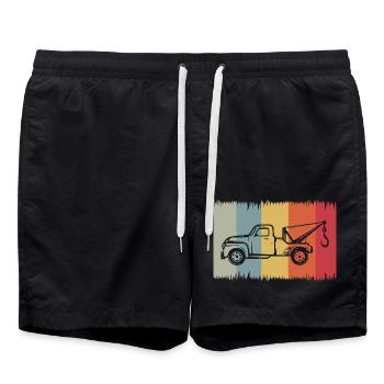 Retro Abschleppdienst Silhouette – Vintage Fahrzeu - Badeshorts - Schwarz - Vorne - AI Model Male 185 light (185cm)