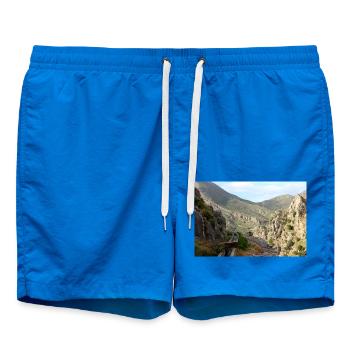 Mountain Mountains Mountain Landscape Poster - Swim Trunks - cobalt blue - Front