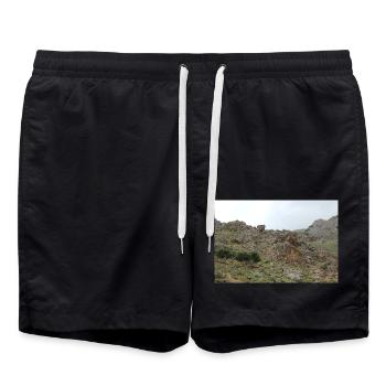 Berg Berge Berglandschaft Poster - Badeshorts - Schwarz - Vorne - AI Model Male 185 light (185cm)