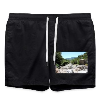Berg Berge Berglandschaft Poster - Badeshorts - Schwarz - Vorne - AI Model Male 185 light (185cm)