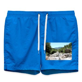 Mountain Mountains Mountain Landscape Poster - Swim Trunks - cobalt blue - Front