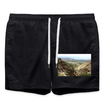 Berg Berge Berglandschaft Poster - Badeshorts - Schwarz - Vorne - AI Model Male 185 light (185cm)