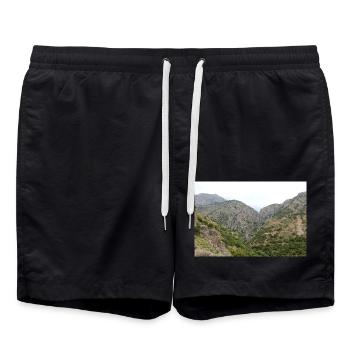 Berg Berge Berglandschaft Poster - Badeshorts - Schwarz - Vorne - AI Model Male 185 light (185cm)