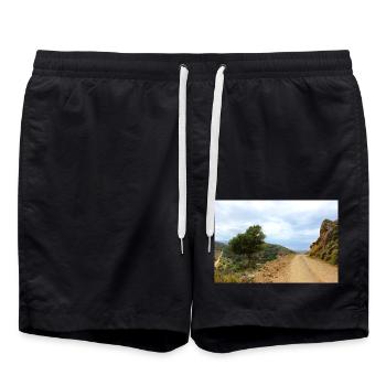 Berg Berge Berglandschaft Poster - Badeshorts - Schwarz - Vorne - AI Model Male 185 light (185cm)