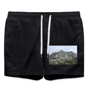 Berg Berge Berglandschaft Poster - Badeshorts - Schwarz - Vorne - AI Model Male 185 light (185cm)