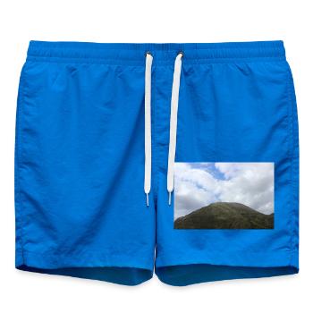 Mountain Mountains Mountain Landscape Poster - Swim Trunks - cobalt blue - Front