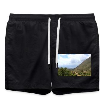 Berg Berge Berglandschaft Poster - Badeshorts - Schwarz - Vorne - AI Model Male 185 light (185cm)