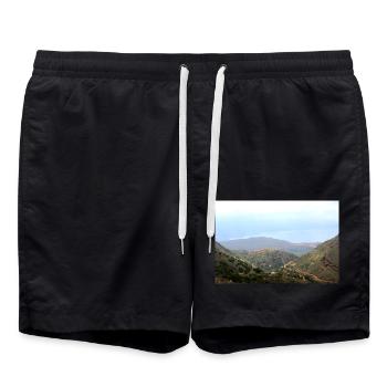 Berg Berge Berglandschaft Poster - Badeshorts - Schwarz - Vorne - AI Model Male 185 light (185cm)