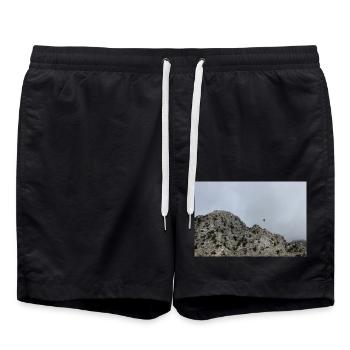 Berg Berge Berglandschaft Poster - Badeshorts - Schwarz - Vorne - AI Model Male 185 light (185cm)