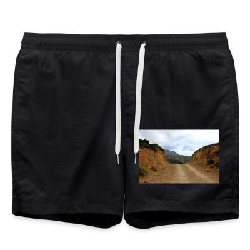 Berg Berge Berglandschaft Poster - Badeshorts - Schwarz - Vorne - AI Model Male 185 light (185cm)