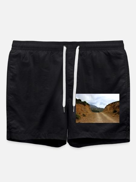 Mountain Mountains Mountain Landscape Poster - Swim Trunks - black