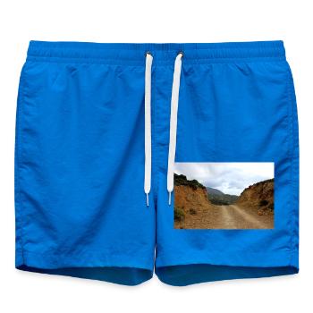 Mountain Mountains Mountain Landscape Poster - Swim Trunks - cobalt blue - Front