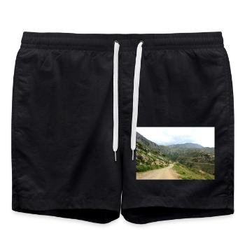 Berg Berge Berglandschaft Poster - Badeshorts - Schwarz - Vorne - AI Model Male 185 light (185cm)