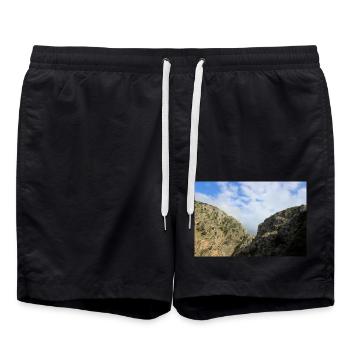 Berg Berge Berglandschaft Poster - Badeshorts - Schwarz - Vorne - AI Model Male 185 light (185cm)