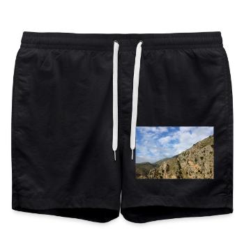 Berg Berge Berglandschaft Poster - Badeshorts - Schwarz - Vorne - AI Model Male 185 light (185cm)
