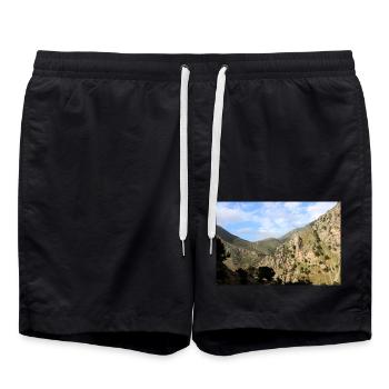 Berg Berge Berglandschaft Poster - Badeshorts - Schwarz - Vorne - AI Model Male 185 light (185cm)