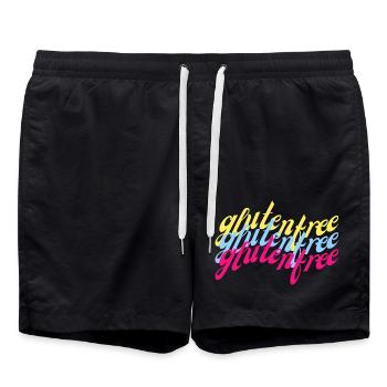Gluten free geschwungen bunt - Badeshorts - Schwarz - Vorne - AI Model Male 185 light (185cm)