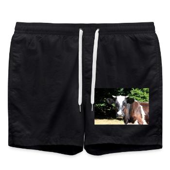 Kuh Poster - Badeshorts - Schwarz - Vorne - AI Model Male 185 light (185cm)