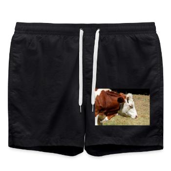Kuh Poster - Badeshorts - Schwarz - Vorne - AI Model Male 185 light (185cm)