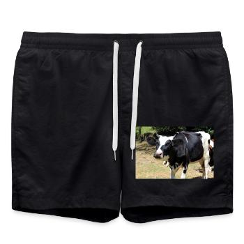 Kuh Poster - Badeshorts - Schwarz - Vorne - AI Model Male 185 light (185cm)