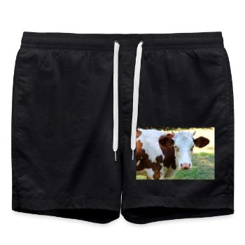 Kuh Poster - Badeshorts - Schwarz - Vorne - AI Model Male 185 light (185cm)