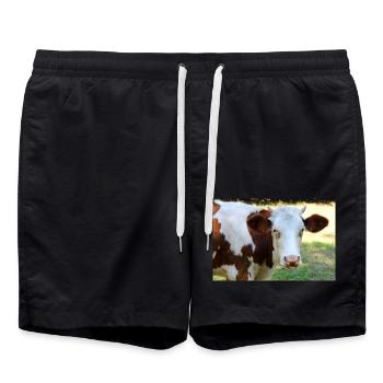 Cow Poster - Swim Trunks - black - Front - AI Model Male 185 light (185cm)