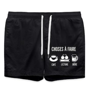 Café lectureet bière - Short de bain - noir - Devant - AI Model Male 185 light (185cm)