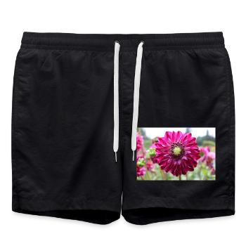 Dahlia Red Violet Blossom ,Flower - Swim Trunks - black - Front - AI Model Male 185 light (185cm)