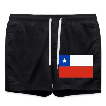 Chili flag / Drapeau Chili - Swim Trunks - black - Front - AI Model Male 185 light (185cm)