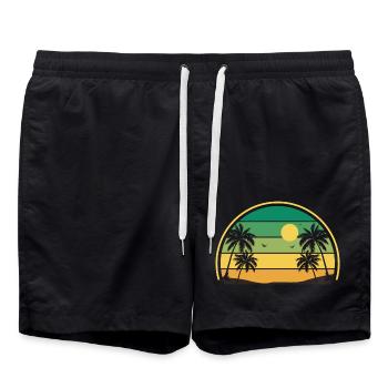 Retro Sommer Sonnenuntergang - Badeshorts - Schwarz - Vorne - AI Model Male 185 light (185cm)