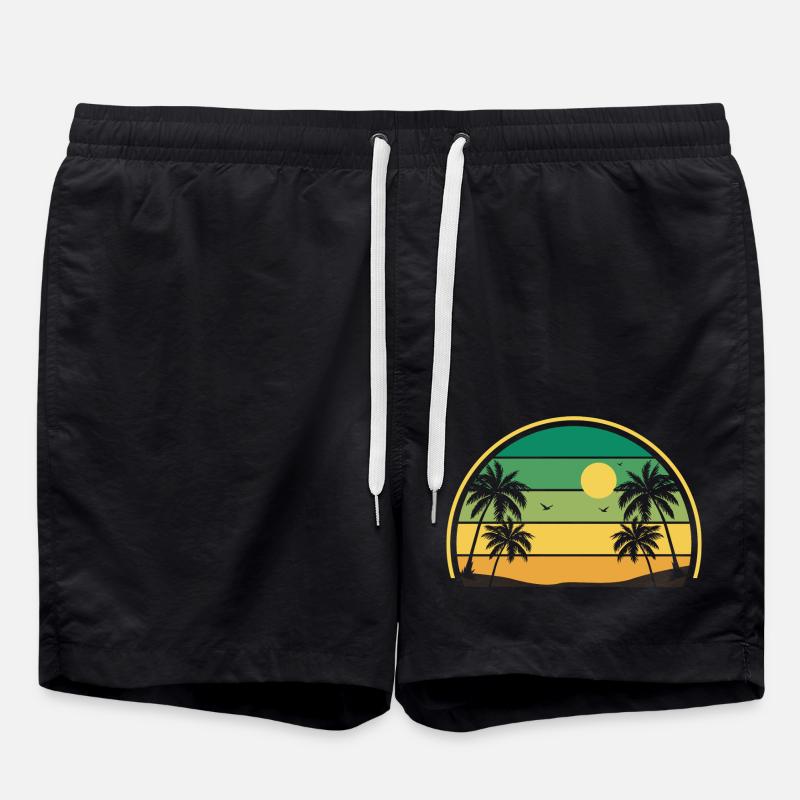 Retro Summer Sunset - Swim Trunks - black